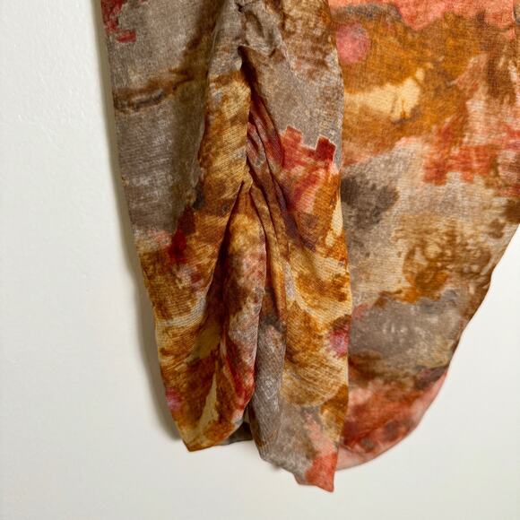 Y2K Mesh Womens Top Shortsleeve Sz M Scoop-Neck Multicolor Rouched Stretch Sheer - Picture 5 of 10